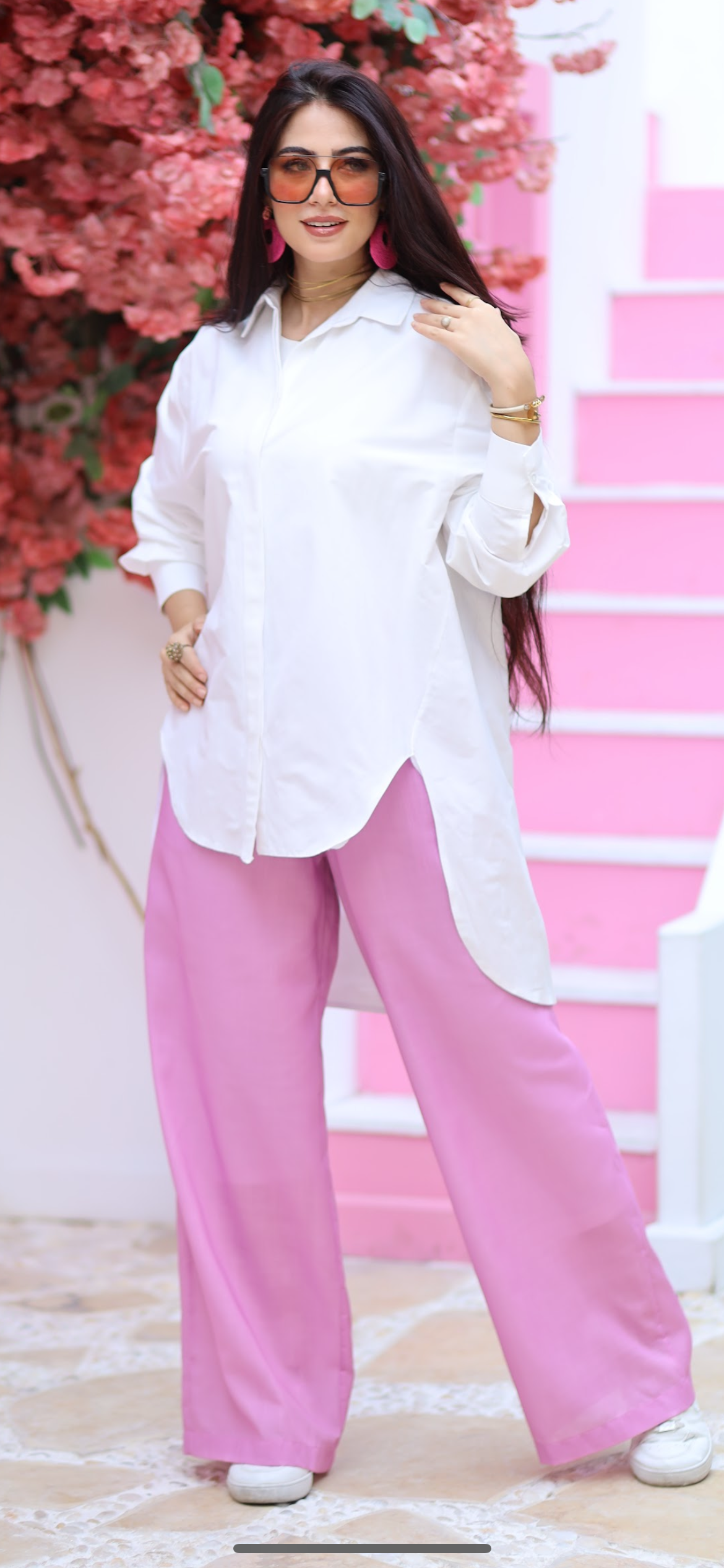 بنطلون كتان وردي