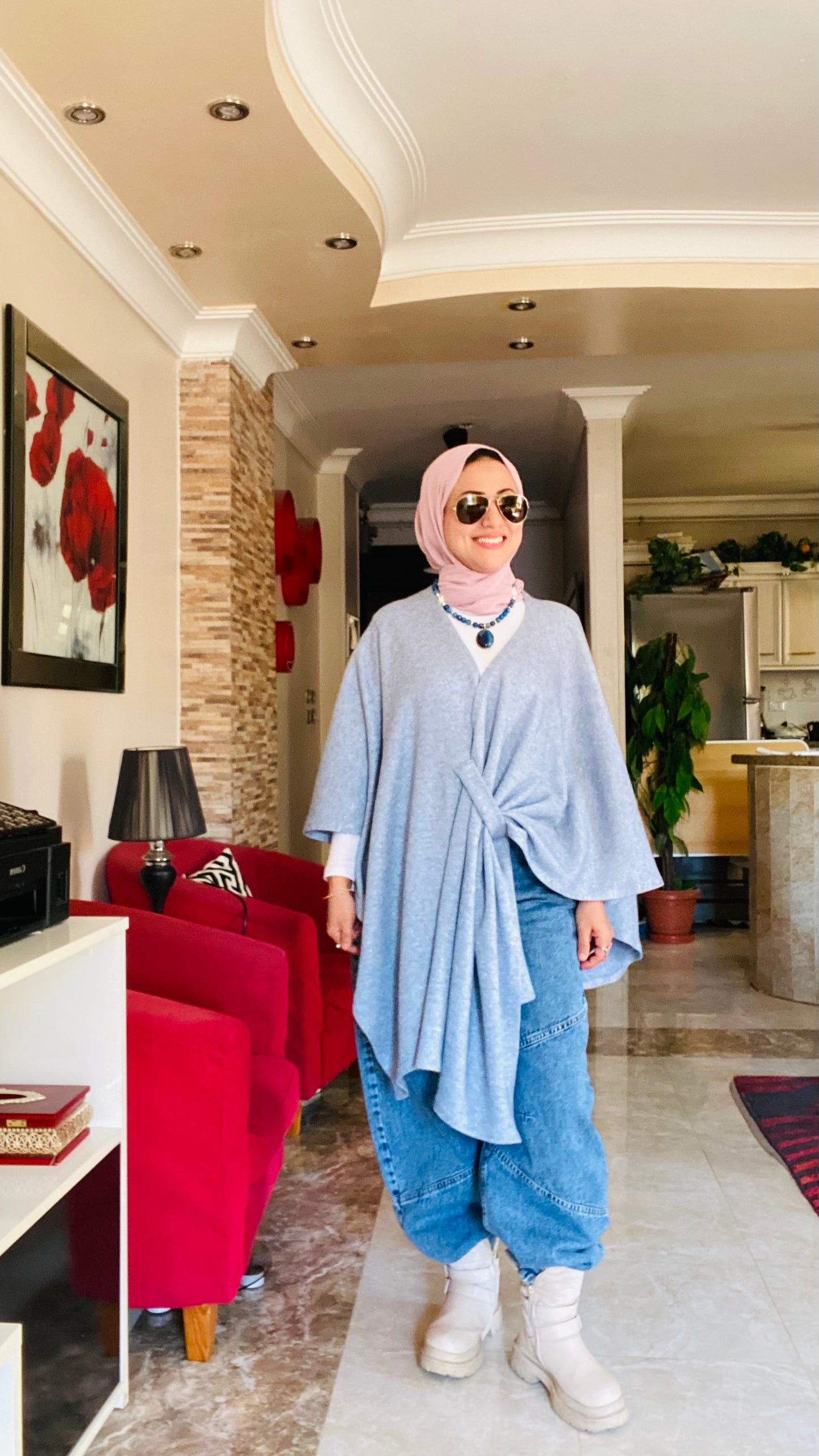 Shimmer Knitted Poncho