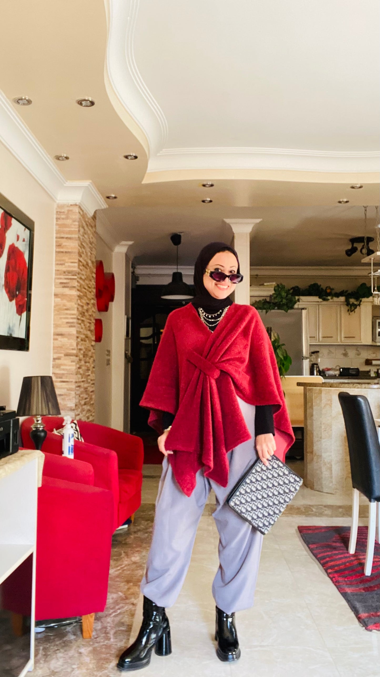 Plain Knitted Poncho