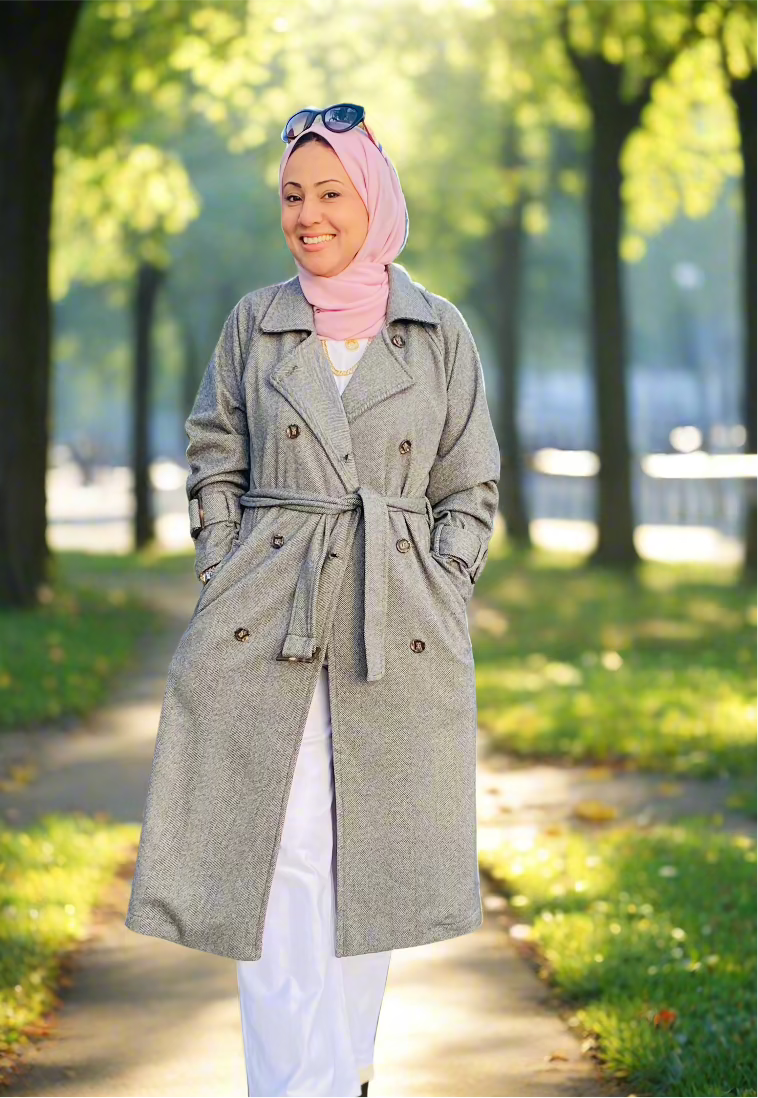 ‏Star Light Trench Coat- Gray