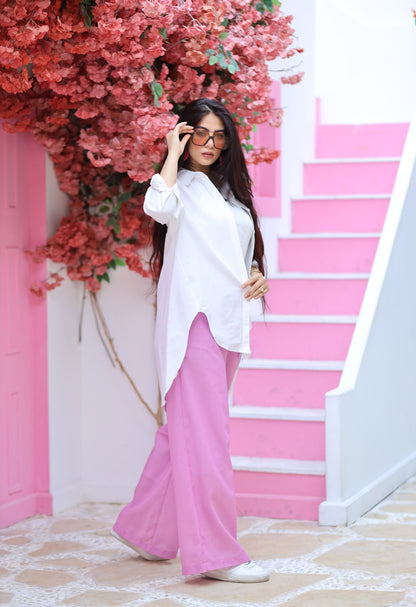 بنطلون كتان وردي