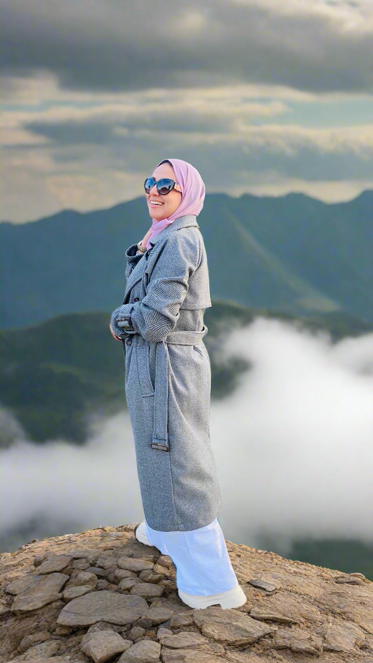 ‏Star Light Trench Coat- Gray