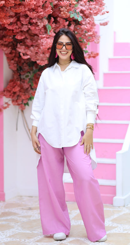 بنطلون كتان وردي