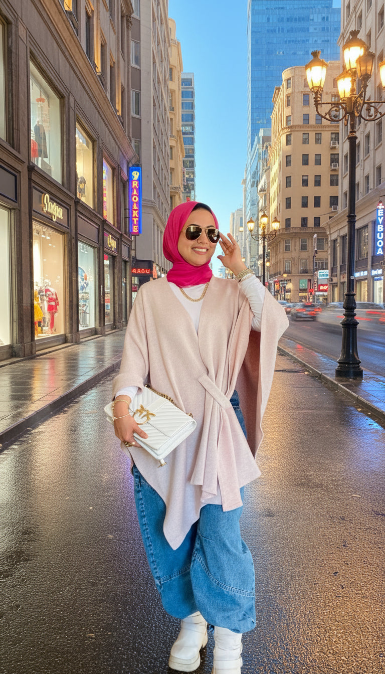 Shimmer Knitted Poncho