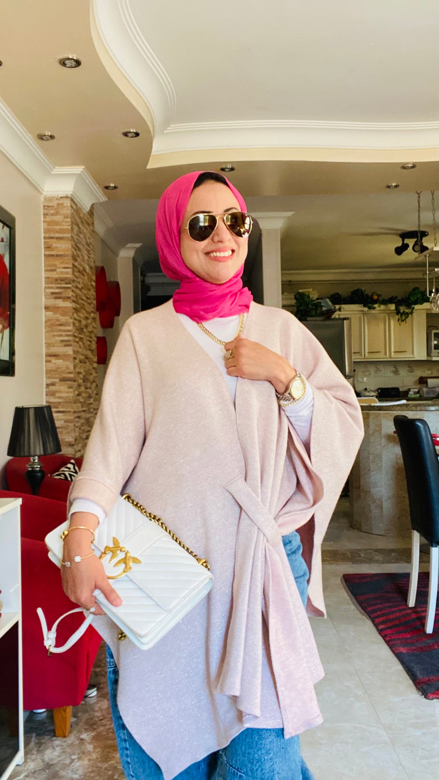 Shimmer Knitted Poncho