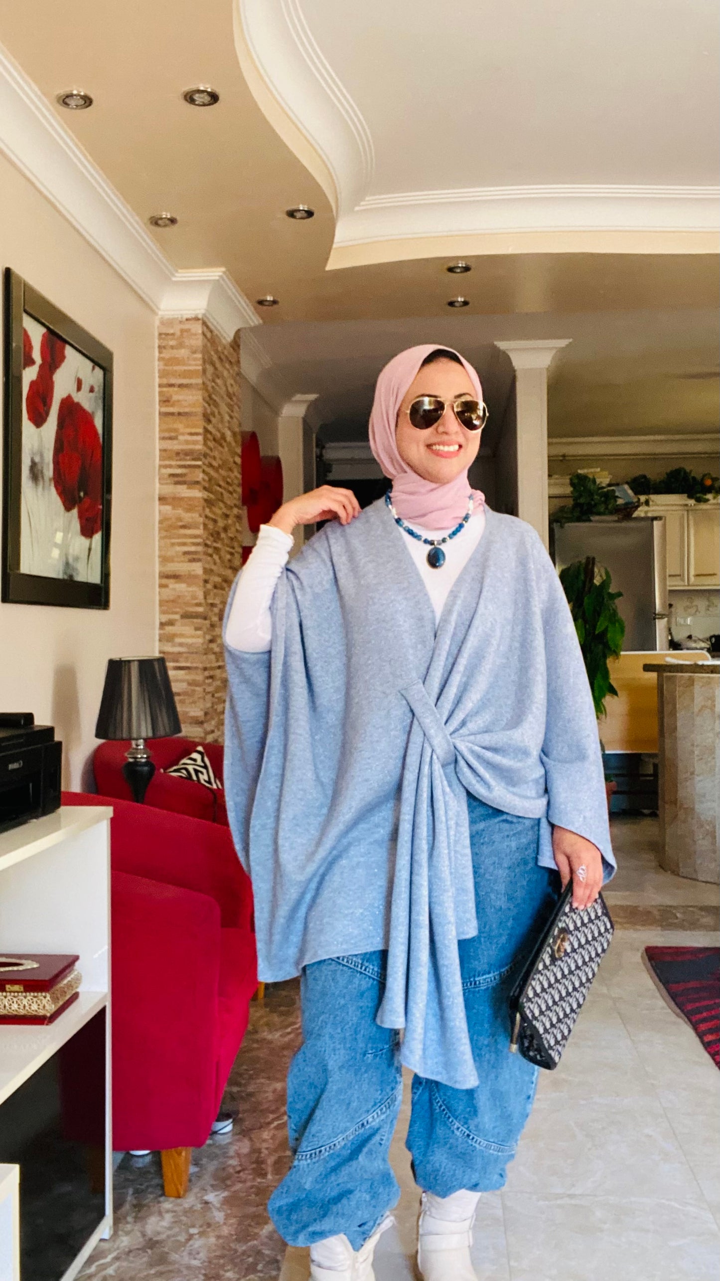 Shimmer Knitted Poncho