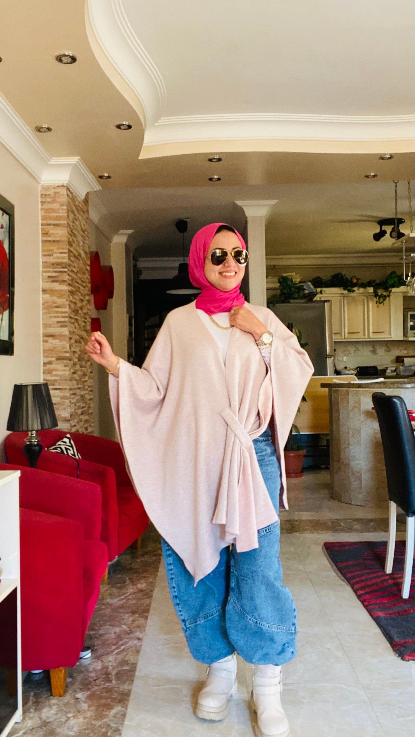 Shimmer Knitted Poncho