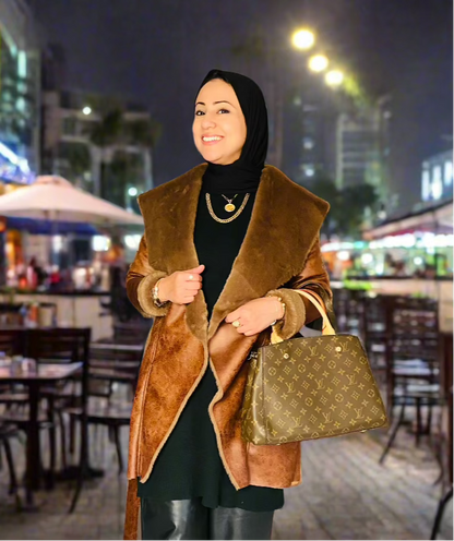 Winter Queen Leather Jacket Camel