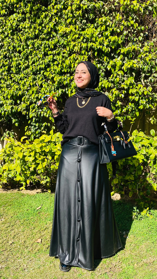 Belted leather Black  Skirt
