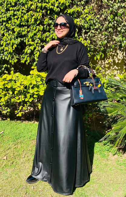 Belted leather Black  Skirt