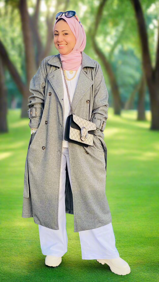 ‏Star Light Trench Coat- Gray
